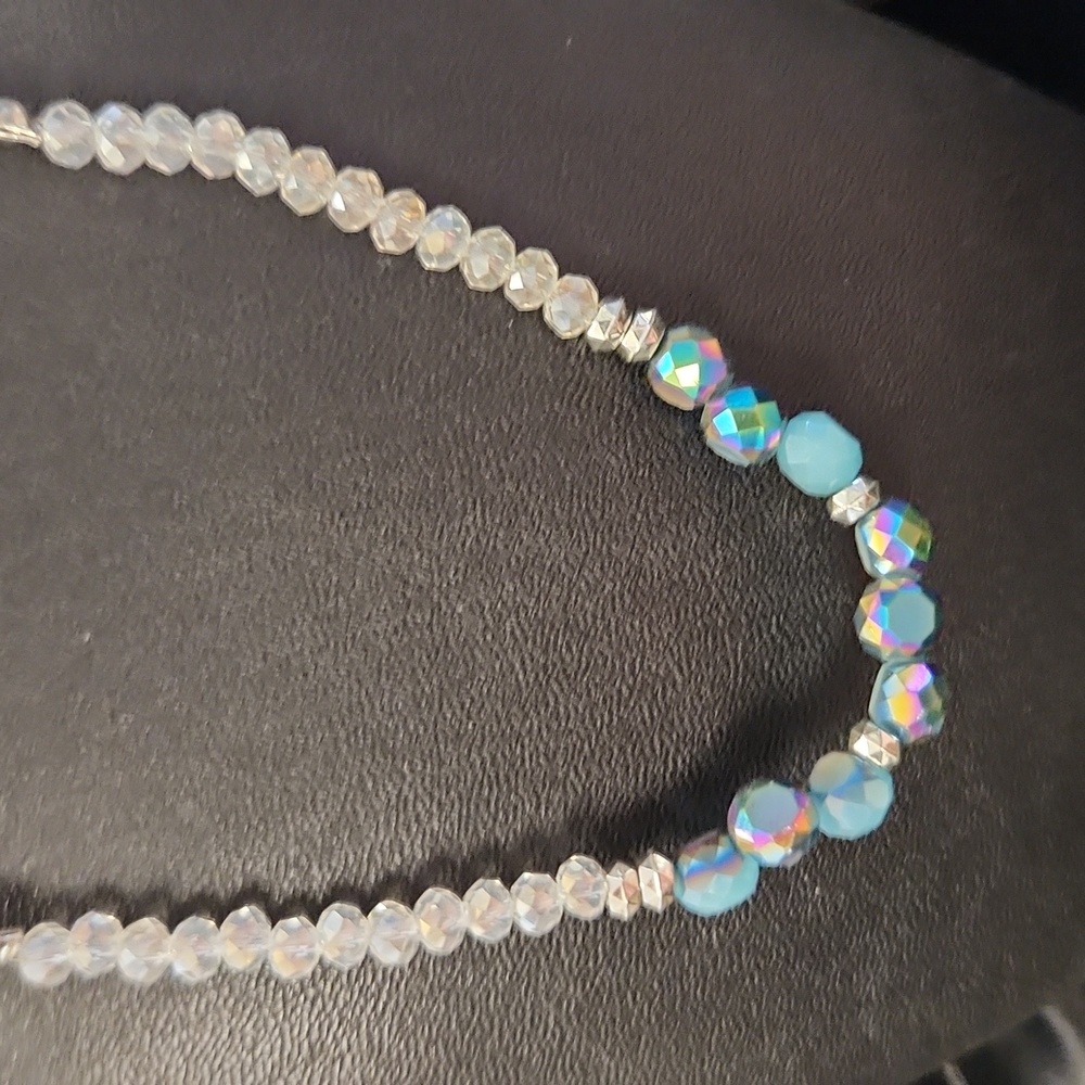 Paparazzi Blue Oil Spill & Irridescent Bead Necklace